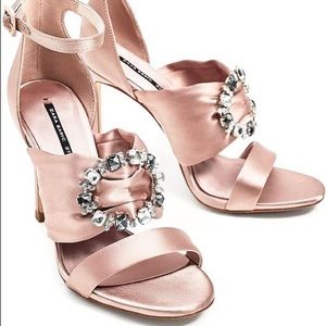 Zara Satin High Heel with Embellishments
